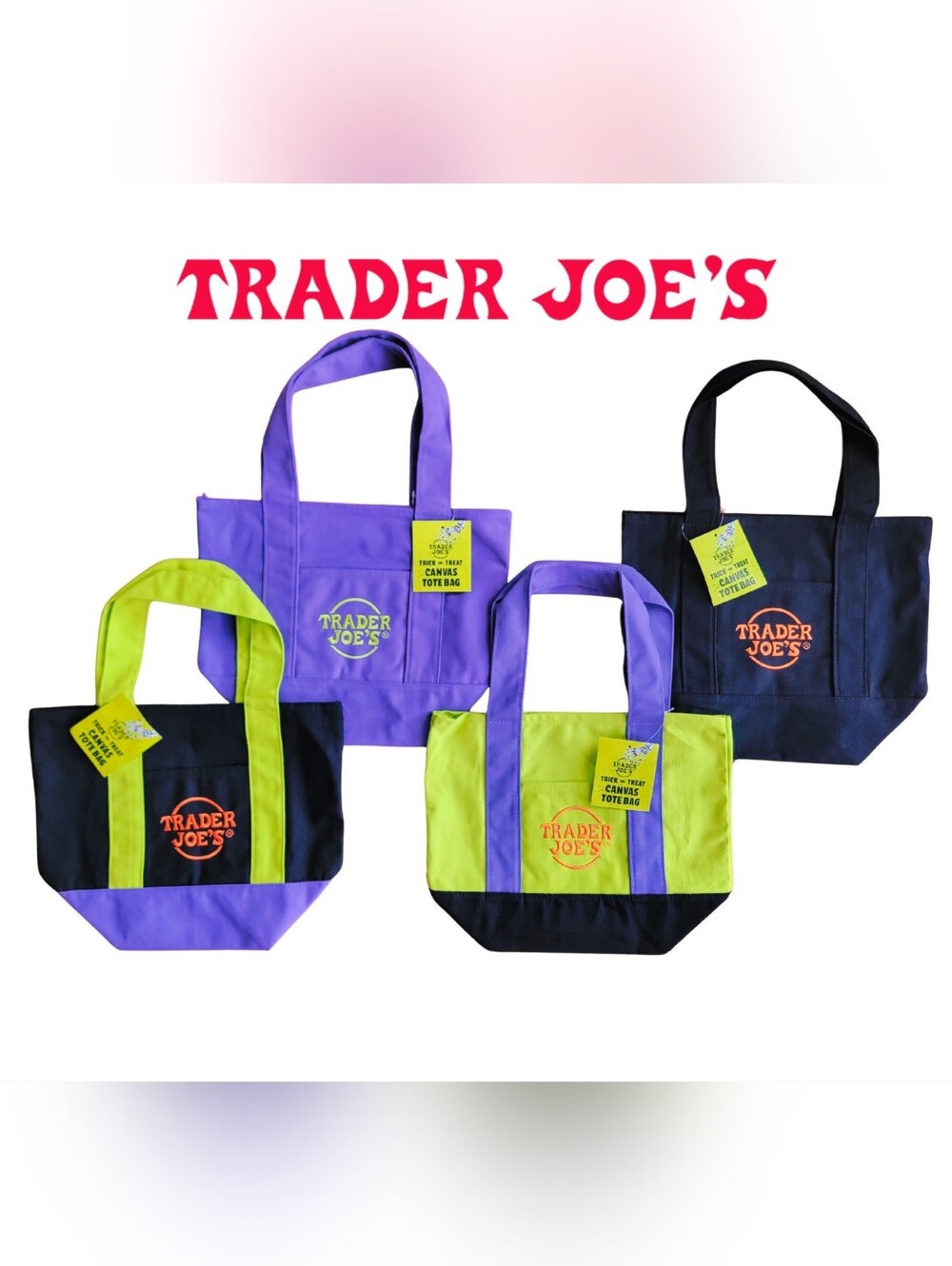 Trader Joe's 2026 Halloween Mini Tote Bags Set of 4 *NWT*